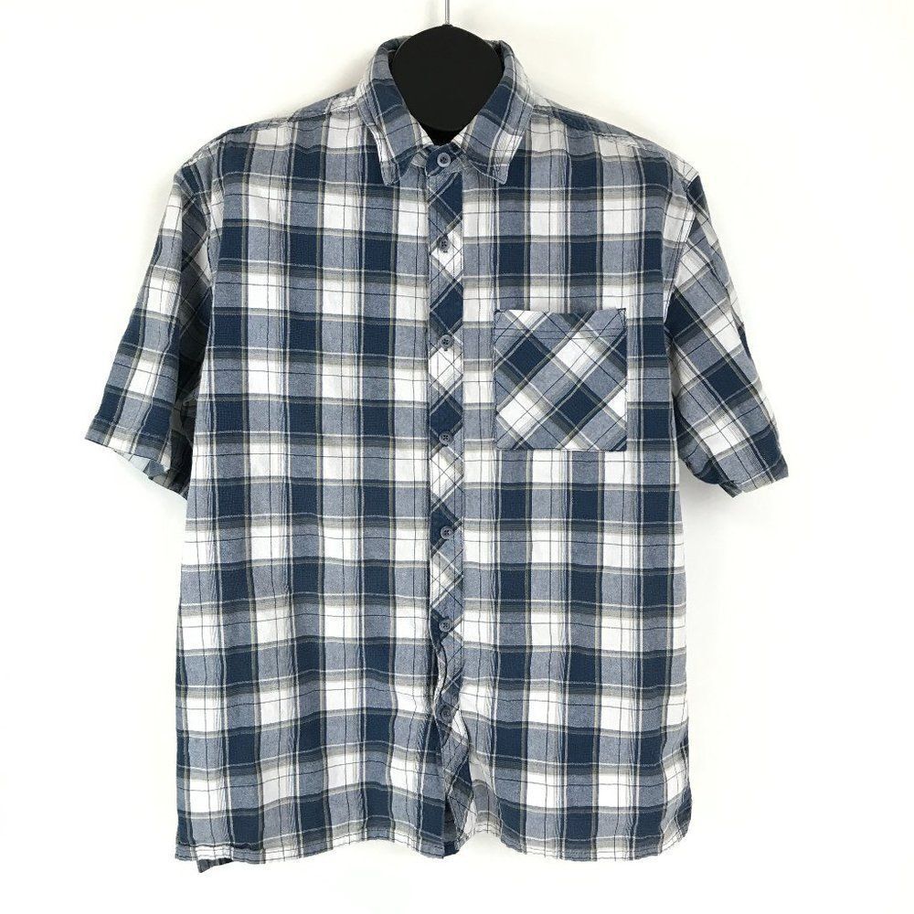 Cabela's Button Up Shirt Men's Large Plaid Short Sleeve Breathable 100% Cotton